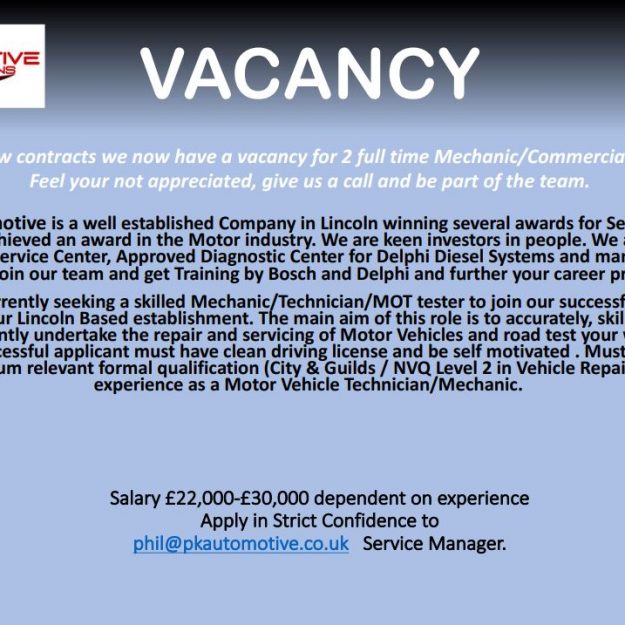 Vacancy Pk Automotive